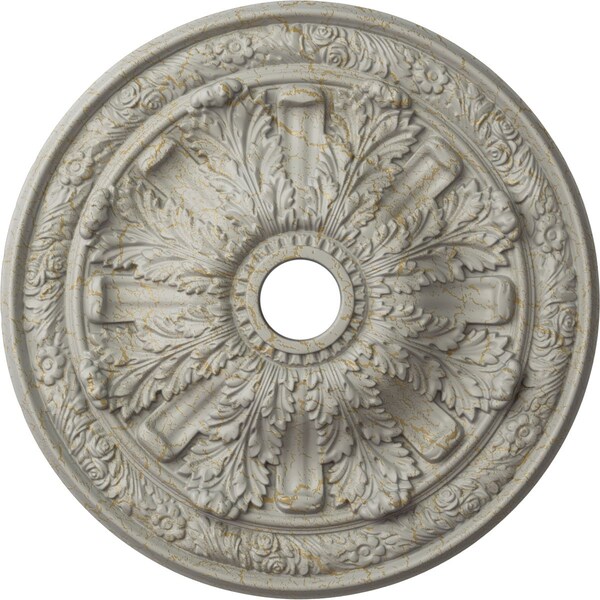 Ekena Millwork Flagstone Medallion (Canopies up to 3 7/8"), 30"OD x 3 7/8"ID x 3 1/4"P, Pot of Cream Crackle CM30FLPCC - main
